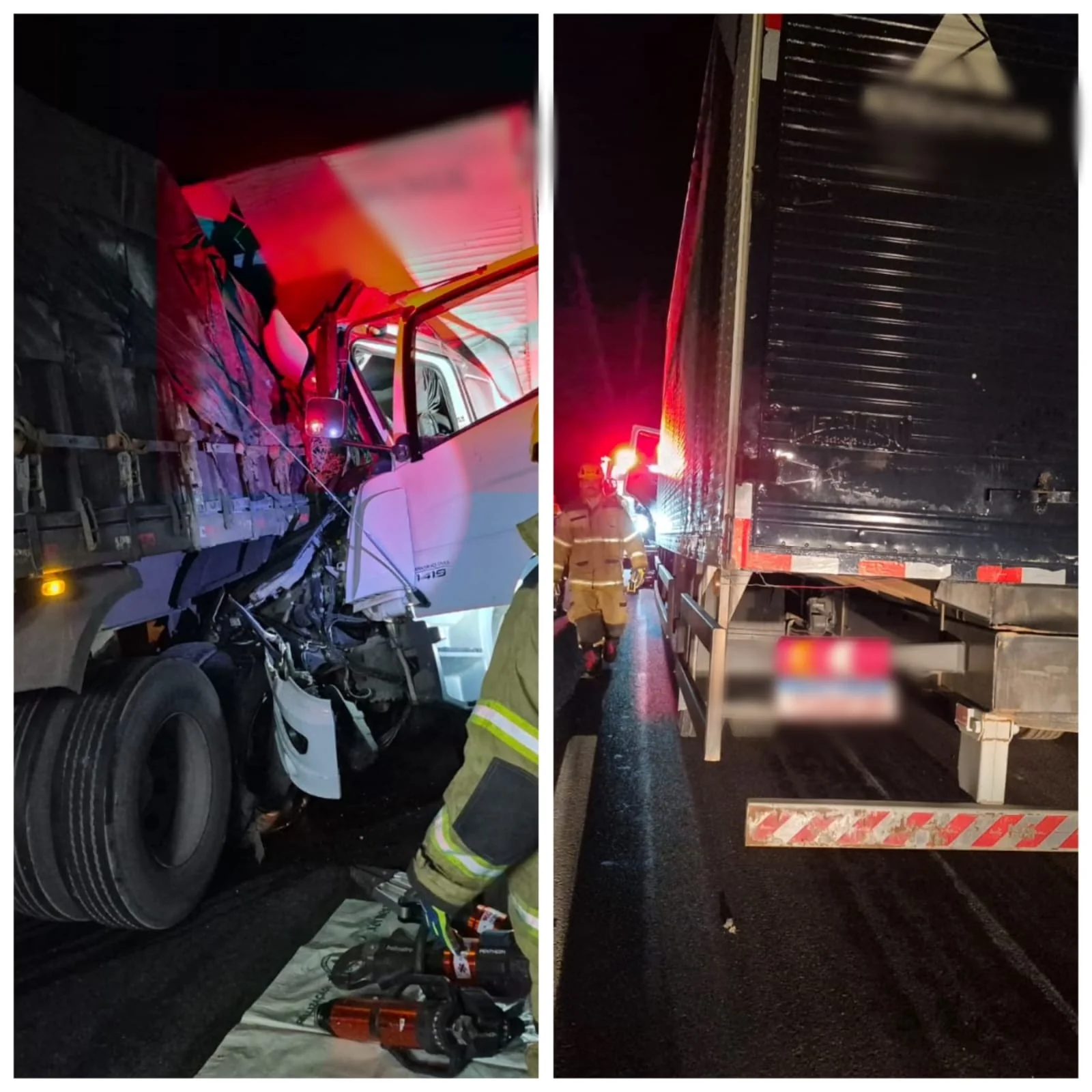 Caminhão bate em carreta na BR-135 e motorista fica preso às ferragens