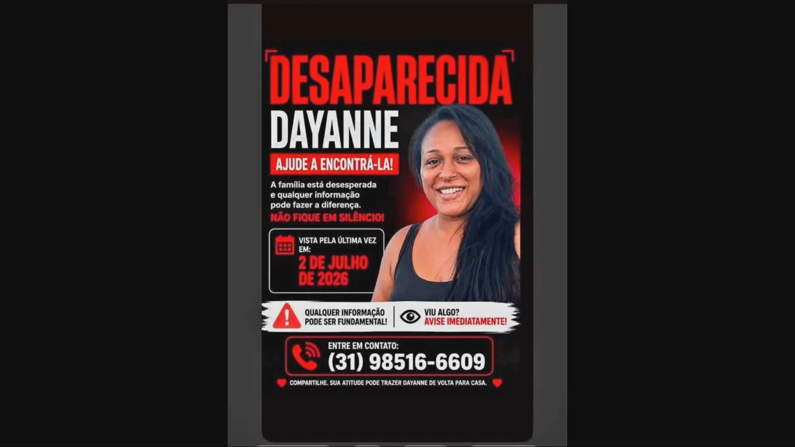 Dayanne Rodrigues, ex-mulher do goleiro Bruno, está desaparecida
