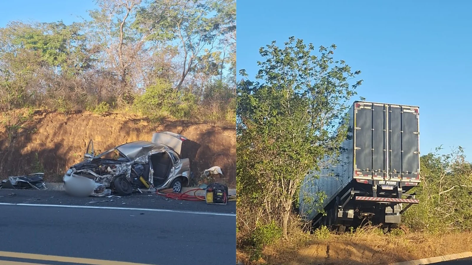 Morre em batida frontal na BR-343 no PI: vítima ficou presa às ferragens