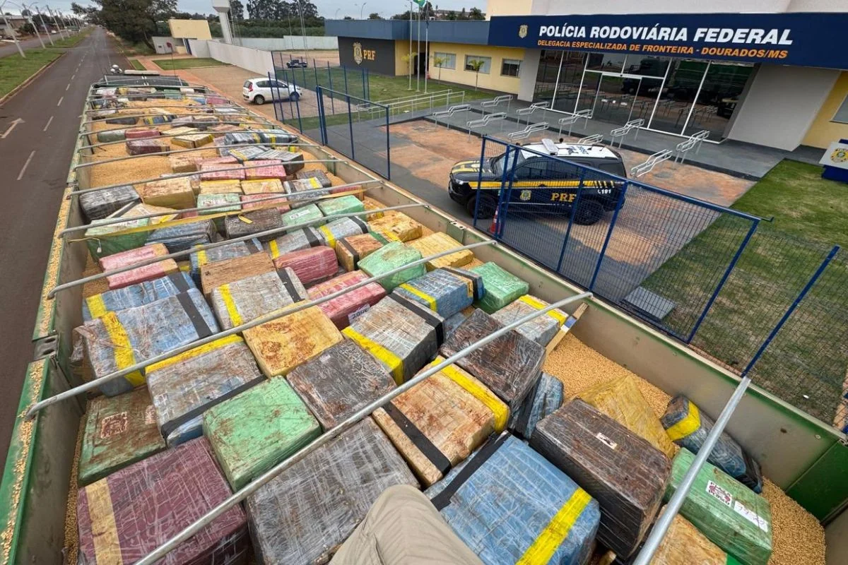 PRF apreende 6 toneladas de maconha escondidas em carga de soja em MS